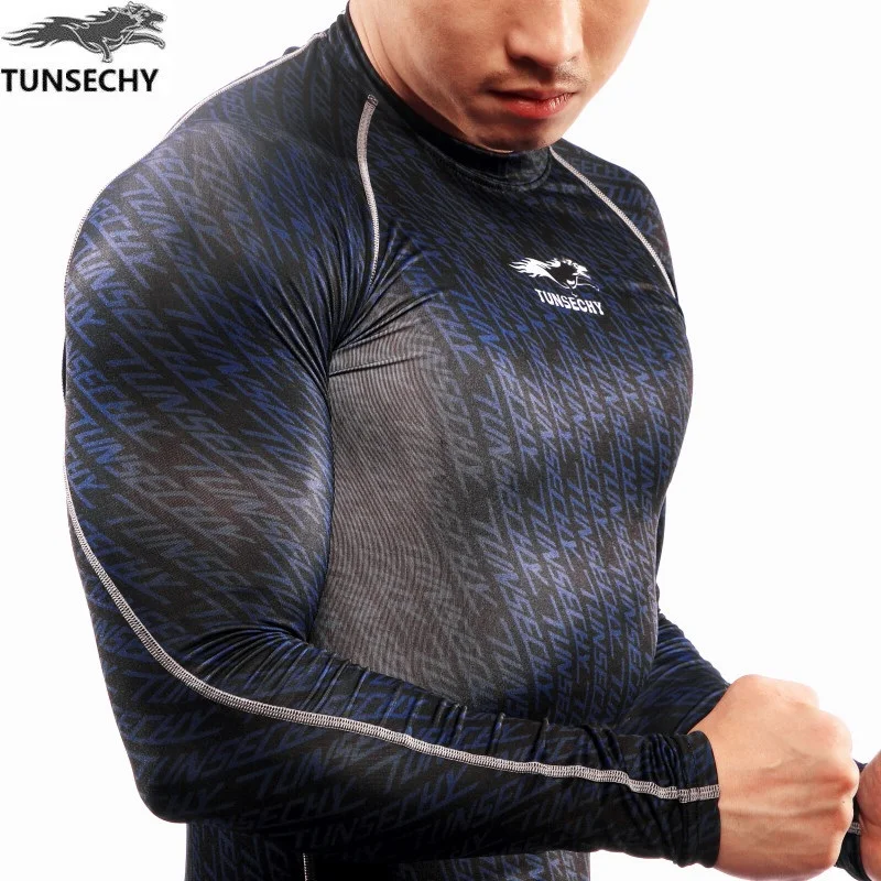 _ 2019 новые мужские компрессионные футболки с длинным рукавом для фитнеса базовый