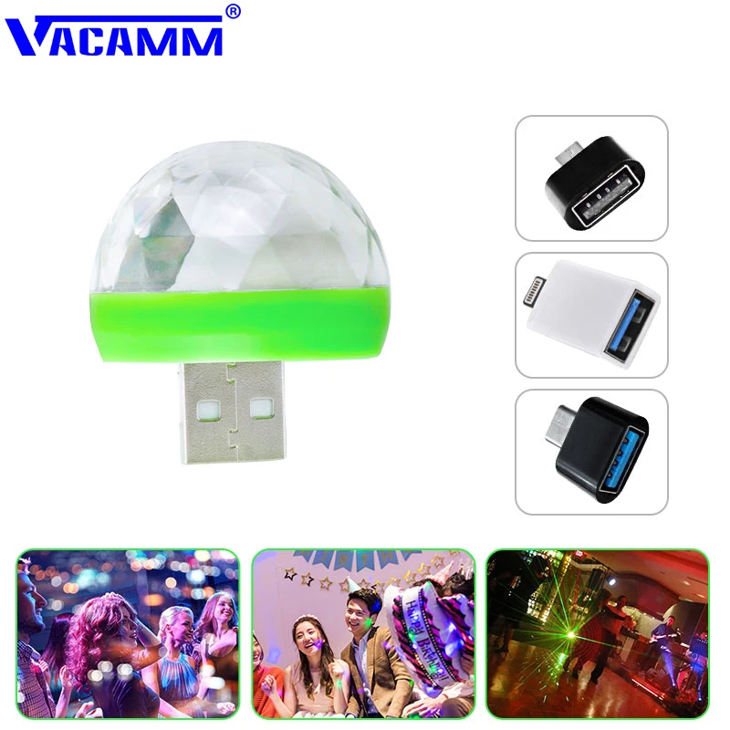 Vacamm LED освещение для праздника мини сценическое DC 5V 3W USB Портативное диско