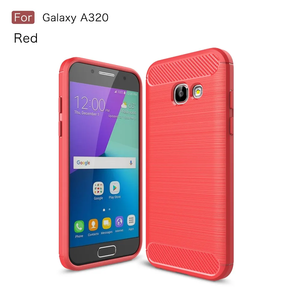 For Samsung Galaxy A3 2017 A320 Cover Bag Shell Carbon Fiber Texture Brushed TPU Gel Phone Cases for Case |