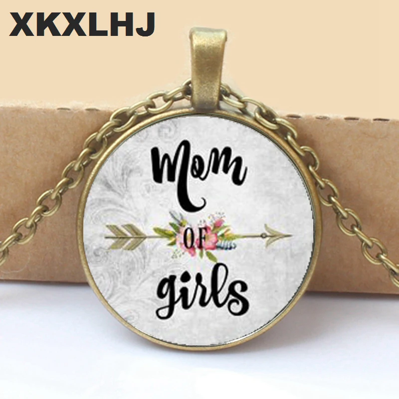 

2018 MOM OF GIRLS necklace , Mom pendant, gift for Mom, Mother's Day jewelry Mom of Girls pendant