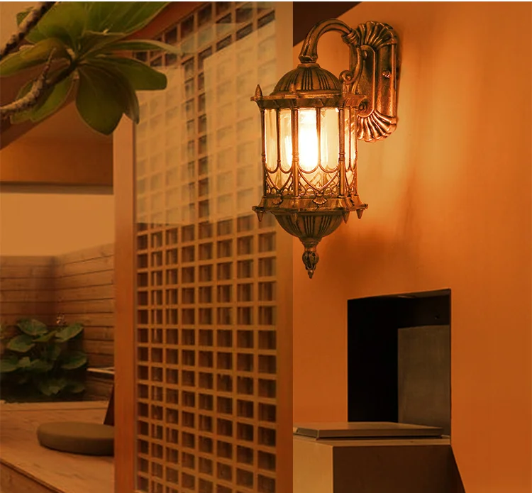 Наружный настенный светильник из алюминия лампа для двора античное стекло бра в