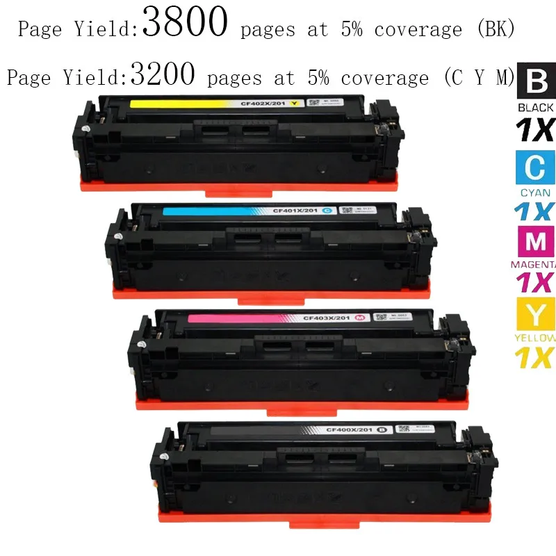 Hisaint список горячей Best 4 тонер 50% mehr для HP Цвет LaserJet Pro MFP m277n cf400x cf401x cf402x cf403x BK: 3800 C M Y: