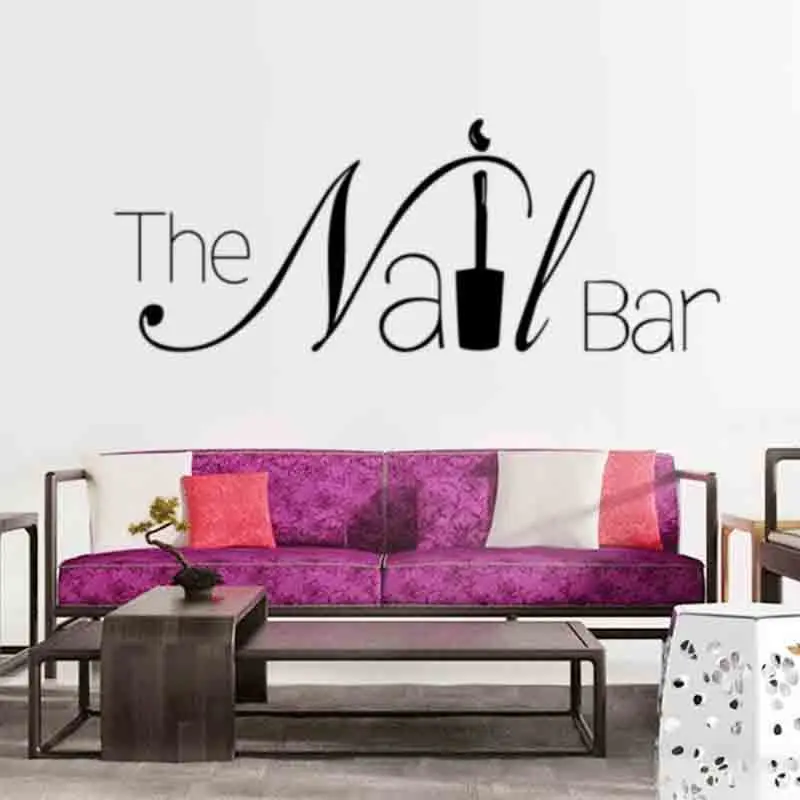 The Nail Bar Logo Wall Sticker Beauty Salon Window Door Home Decor Removable Decal Art Hose Decoration Accessories | Дом и сад