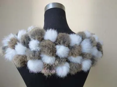 

real rabbit fur handmade scarf cape natural brown with white 108 the balls
