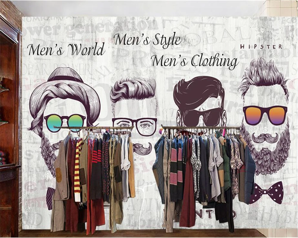 beibehang 2018 New High Quality Vintage Wallpaper Trendy Bearded Background Wall Front Personality papel de parede 3d wallpaper |