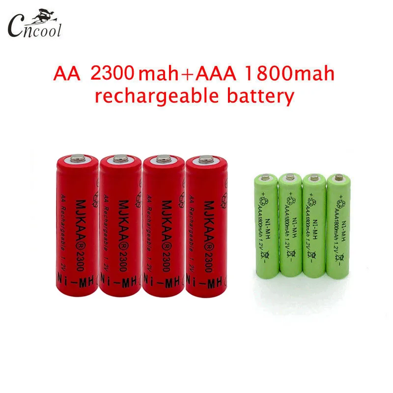 AA красный 2300 mAh Ni MH аккумуляторные батареи + AAA 1800 батареи|Перезаряжаемые батареи| |