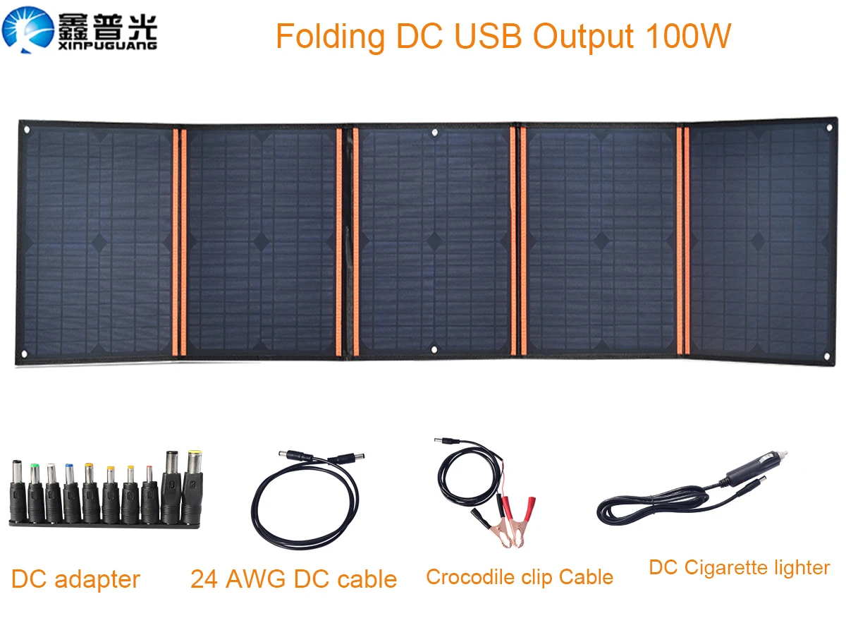 100 Вт 18 в солнечная панель портативная складная солнечная сумка DC 5 В USB выход для путешествий на открытом воздухе кемпинг автомобиль Лодка 12 в зарядное устройство