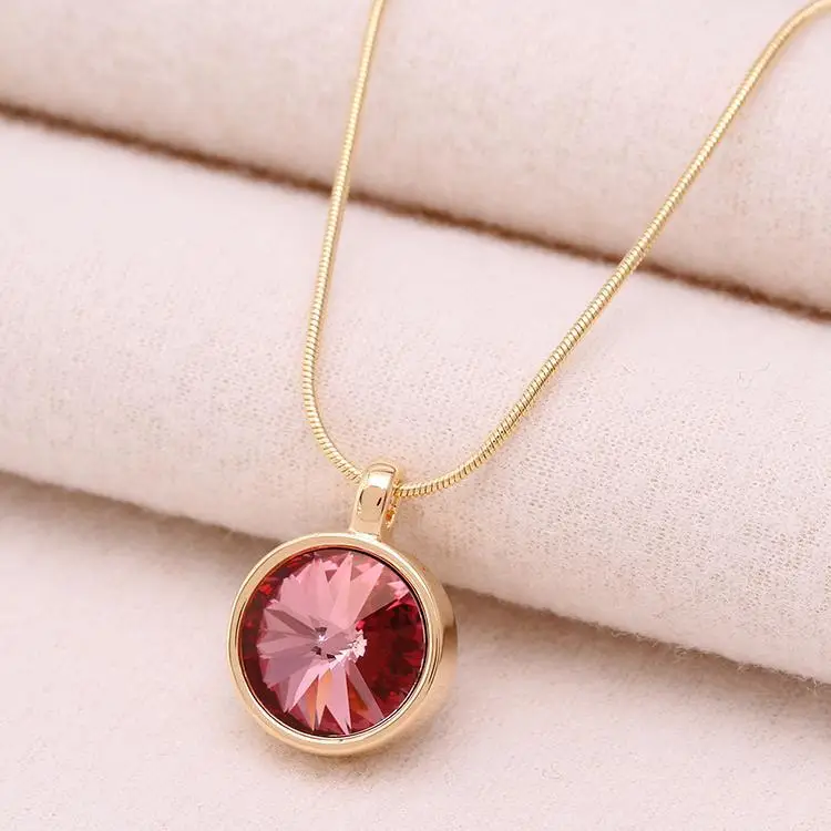 18K Real Gold Plated Женское модное ожерелье s& подвеска, ювелирное изделие, классическое ожерелье, кулон, золотой цвет, австрийские кристаллы, подвески, ювелирное изделие, X0217 - Окраска металла: 18K Real Gold Plated