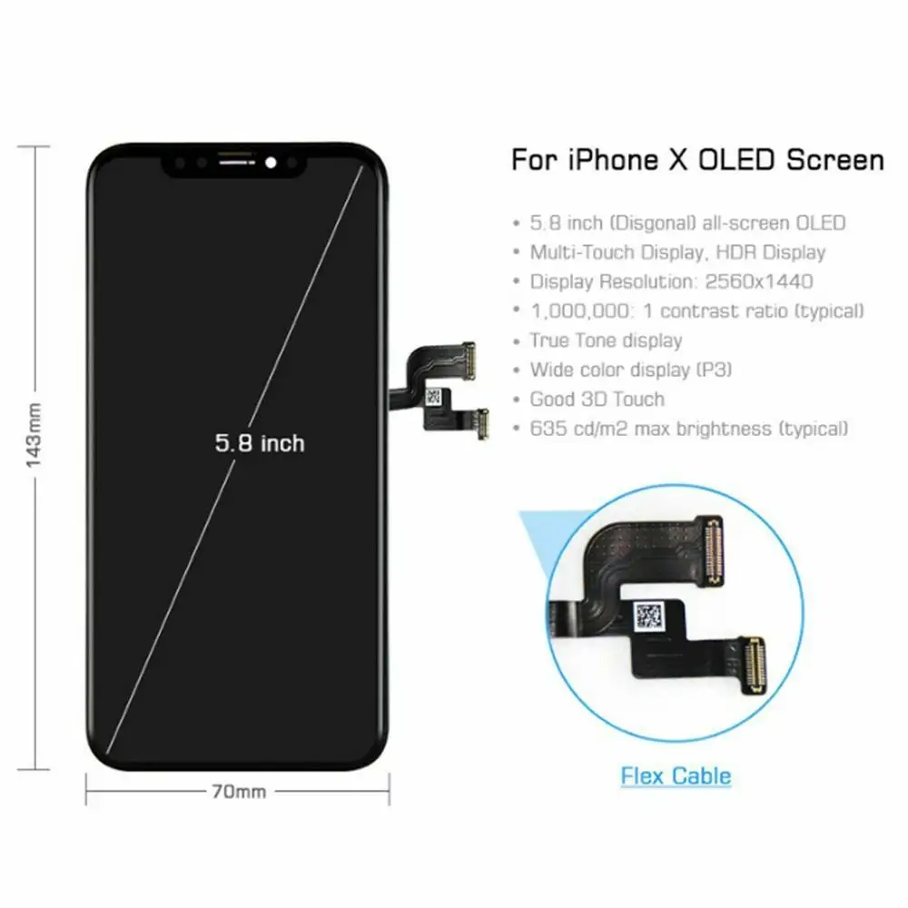 10 шт./лот AAA + для iPhone X XR XS MAX Замена экрана с oled-дисплеем сборки ЖК-дисплей без битых