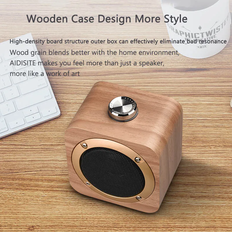AIDISITE вращающаяся Настройка Bluetooth динамик деревянный беспроводной портативный