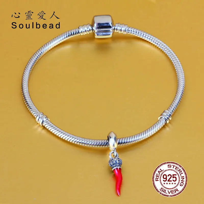 Подвеска soulbeads с подвеской, подходит к оригинальному серебристому 925 красному перцу Чили, подвески, бусины для изготовления ювелирных изделий, подарок для женщин