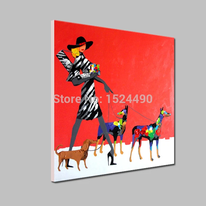 Ручная роспись маслом на холсте красная современная абстрактная художественная