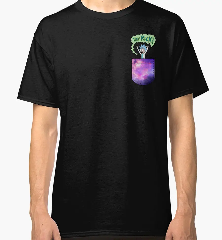 Крошечный Рик карман Для мужчин черный топы футболки Костюмы|Мужские футболки| |