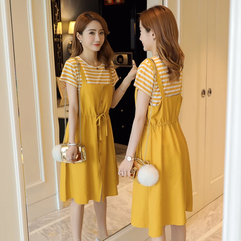 Женское летнее платье с коротким рукавом новинка 2018 популярные платья в полоску
