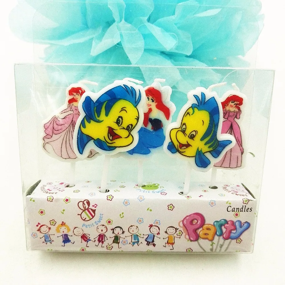 Дети День рождения поставки Baby Shower Русалочка салфетки тарелки свечи скатерти