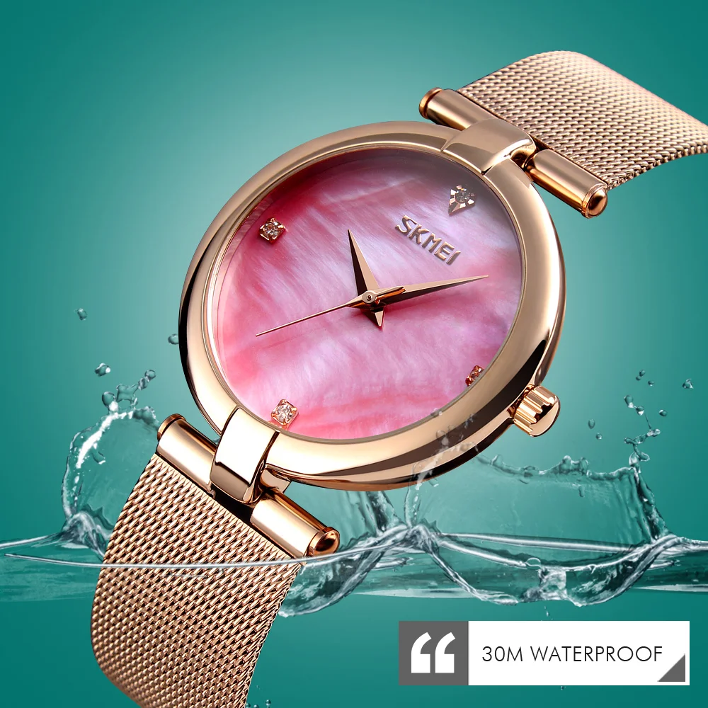 SKMEI часы montre femme женские кварцевые Роскошные повседневные из нержавеющей стали
