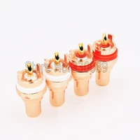 4x red copper gold hot sale gold plated rca phono chassis panel mount female socket adapter