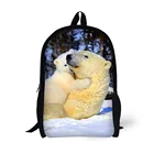 Детский рюкзак с 3D-принтом белого медведя, рюкзак для старших классов, рюкзаки для подростков