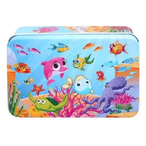 Sea-World-60pcs Монтессори деревянная настольная игра-головоломка штук с металлической коробкой 60/100/200 шт. Juguetes IQ образования детей 3 лет с принтом Бэтмена из мультфильма животное - Цвет: Sea-World-60pcs