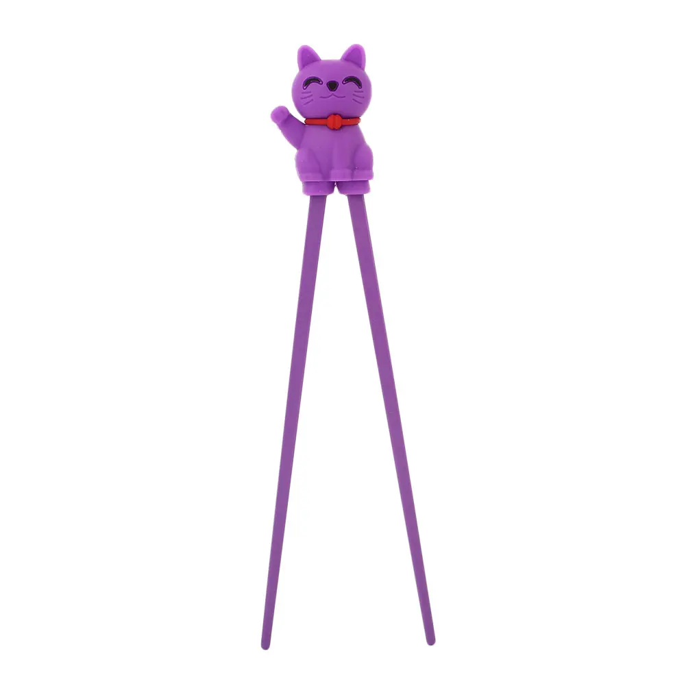 Purple Chopsticks Reusable Dishwasher Safe Cat Tool Chopsticks Learning for Kids Training 1 Pair Helper Food Eating Fun - Цвет: Purple