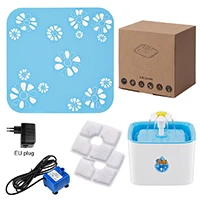 EU plug with mat 2.5L ПЭТ фонтан воды диспенсер-здоровый и гигиенический питьевой фонтан супер тихий цветок Автоматическая электрическая вода синий коврик - Цвет: EU plug with mat