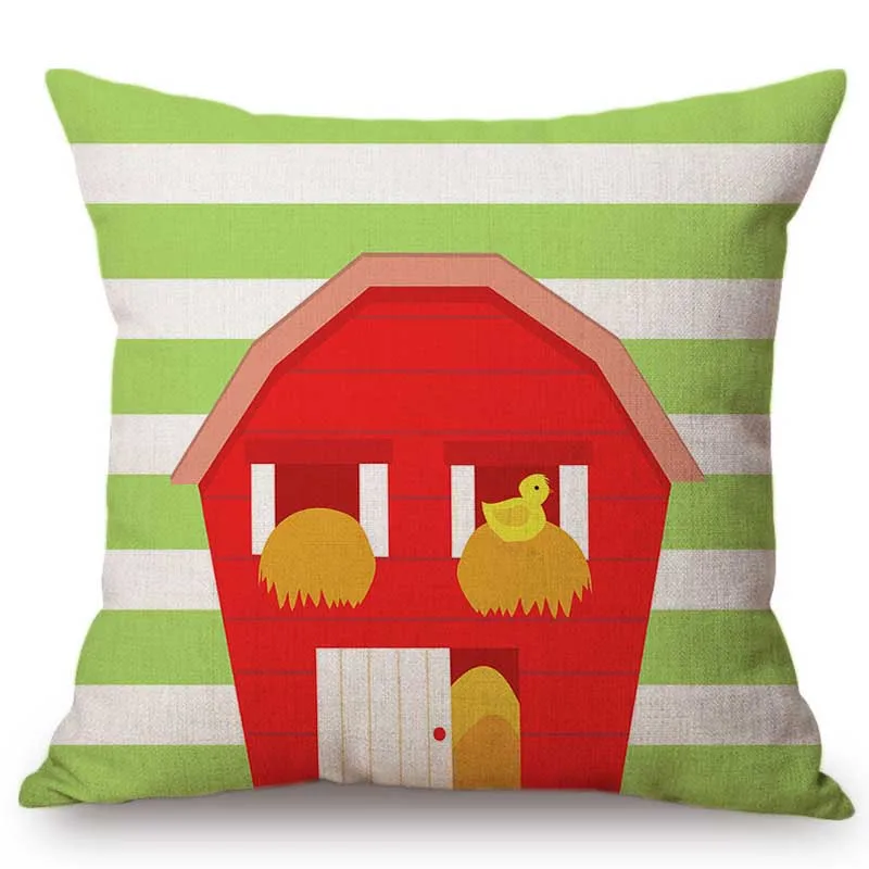 Зеленый геометрический узор в горошек полоску шеврон ферма детские животные