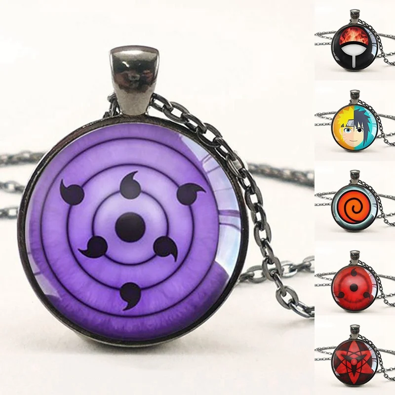 New Naruto Sharingan Eye Necklace Vintage Naruto Jewelry National Style Chain Glass Pendants Necklaces Anime Pendant
