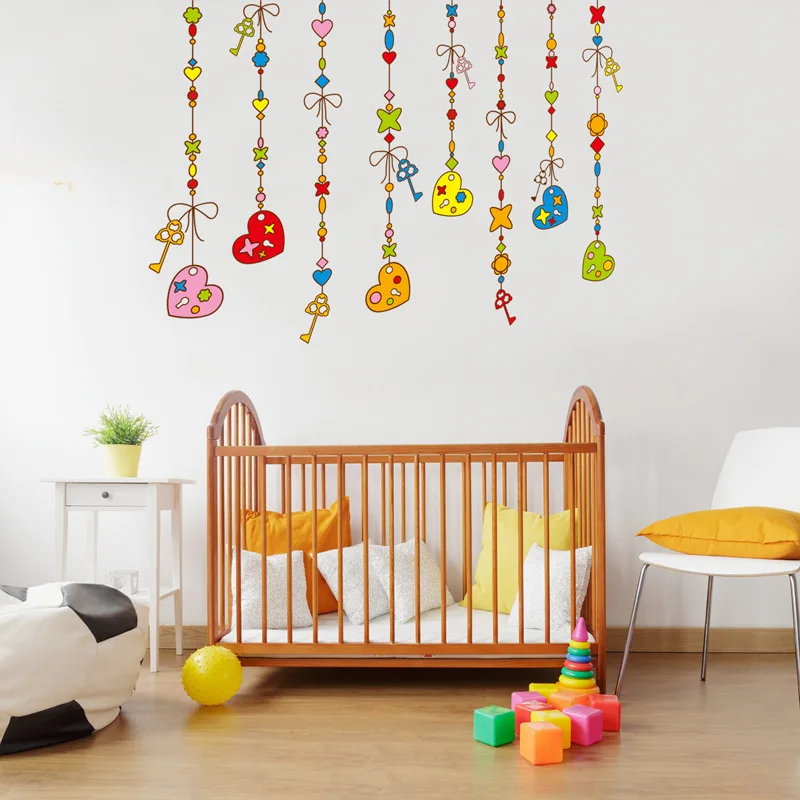 Красочные Звезды Любовь наклейки на стену в форме сердца для спальни детская