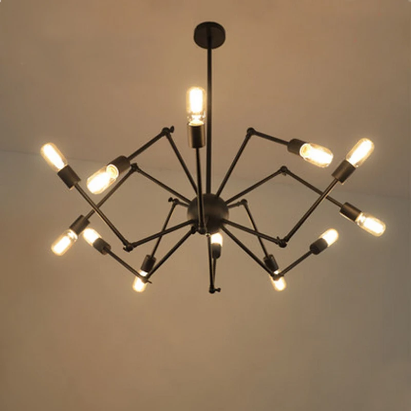 Лофт Промышленные Паук Люстра Мода деревенский кованого железа светодиодные
