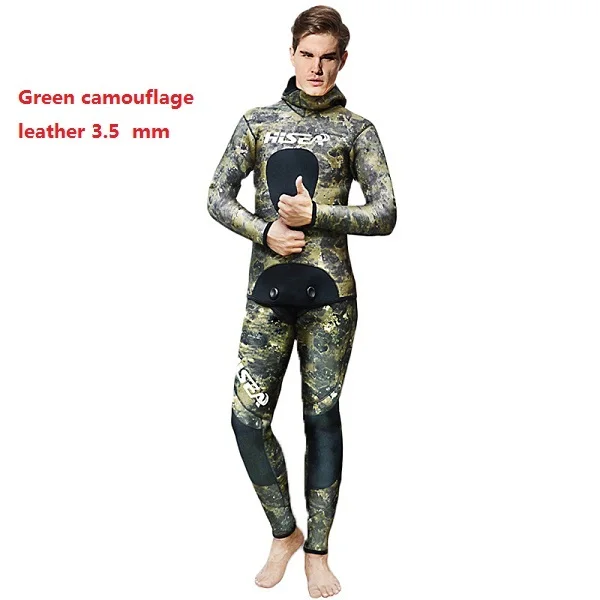 Green camouflage HISEA 3,5 мм японский Yamamoto гидрокостюм с капюшоном Гидрокостюм для взрослых подводный пещера для дайвинга гидрокостюмы для подводной охоты F - Цвет: Green camouflage