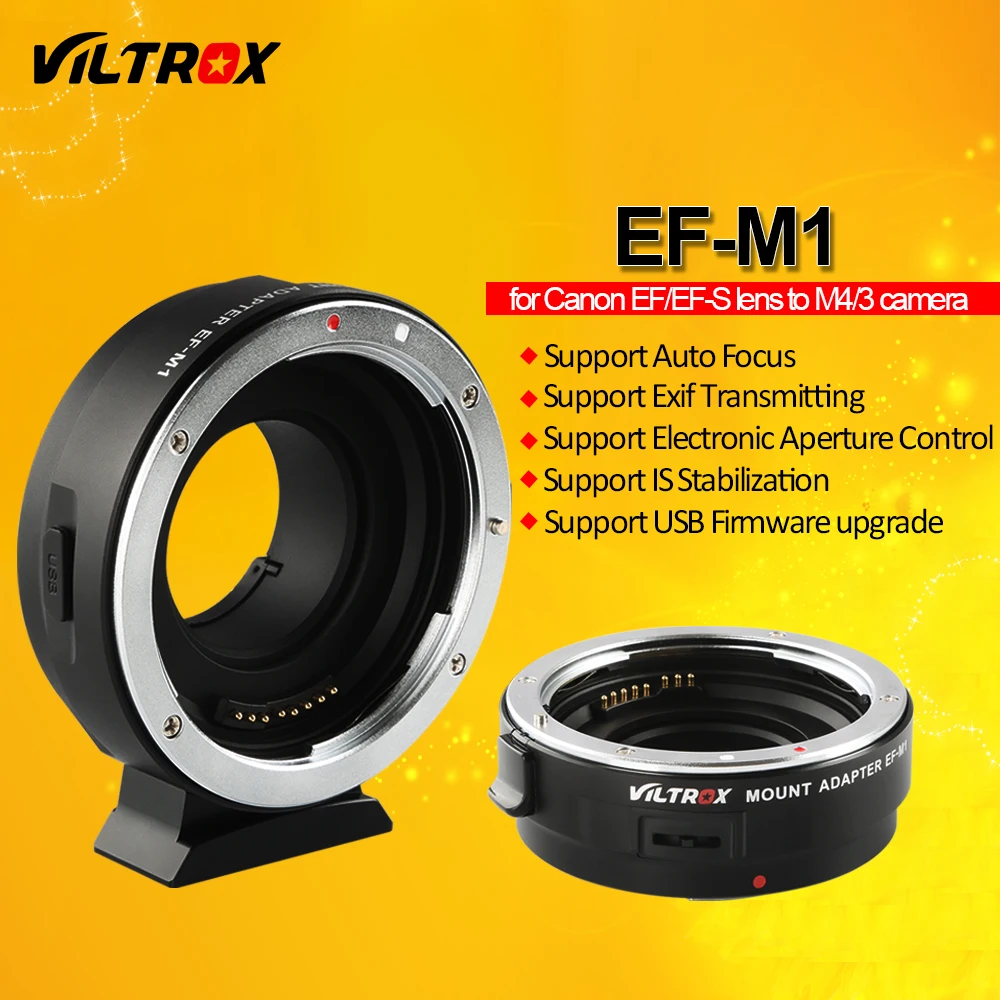 

Viltrox EF-M1 Auto Focus Exif Lens Adapter for Canon EOS EF EF-S Lens to M4/3 Camera GH5GK GH85GK GF7GK GX7 E-M5 II E-M10 III
