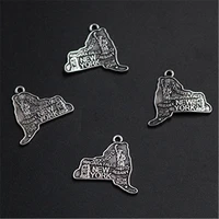 wkoud 4pcs silver color usa new york state map alloy pendant necklace bracelet diy metal jewelry makings a1342