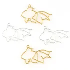 Модная Золотая Серебряная Милая Золотая рыбка, металлическая полая рамка, кулон, Очаровательная рамка, оправа сделай сам, кабошон, Очаровательная УФ смола, 2 шт.