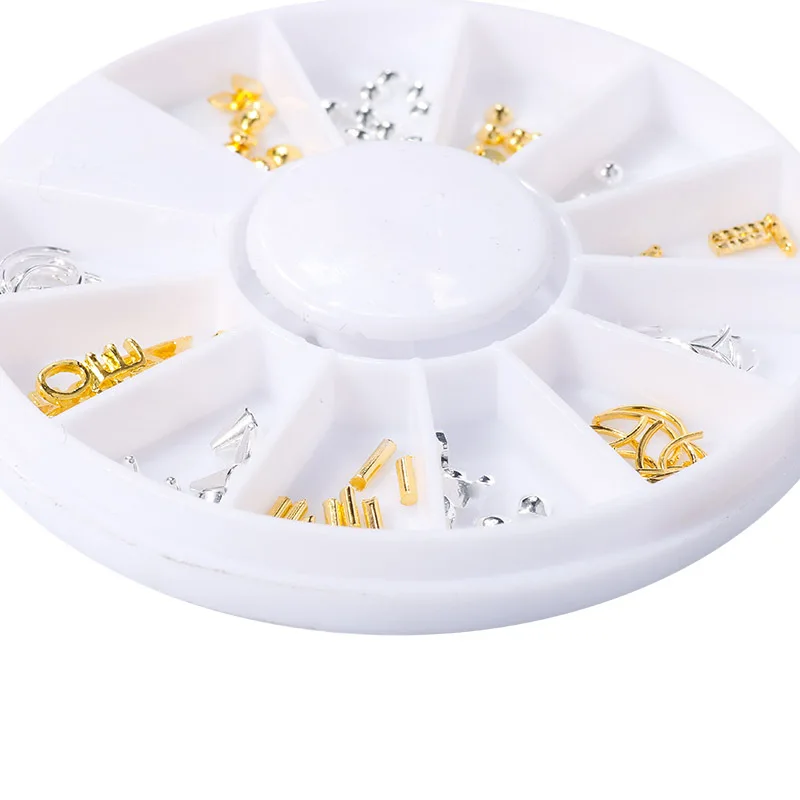 DIY Japanese Manicure Accessories for Decor Scrub Metal Rivet Jewelry Disc Box Ribs Rice Grain Triangle Round Nail Stickers | Красота и