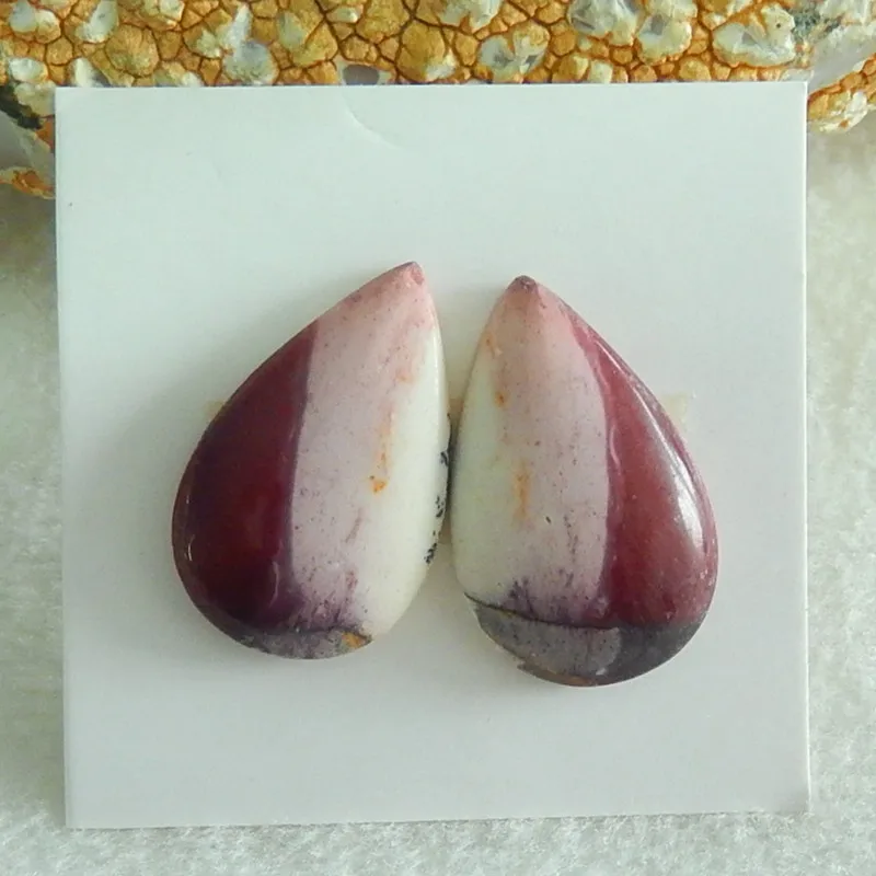 

Модные серьги с кабошоном из натурального камня, Мукит, яшма, 22x14x5 мм, 3,7 г