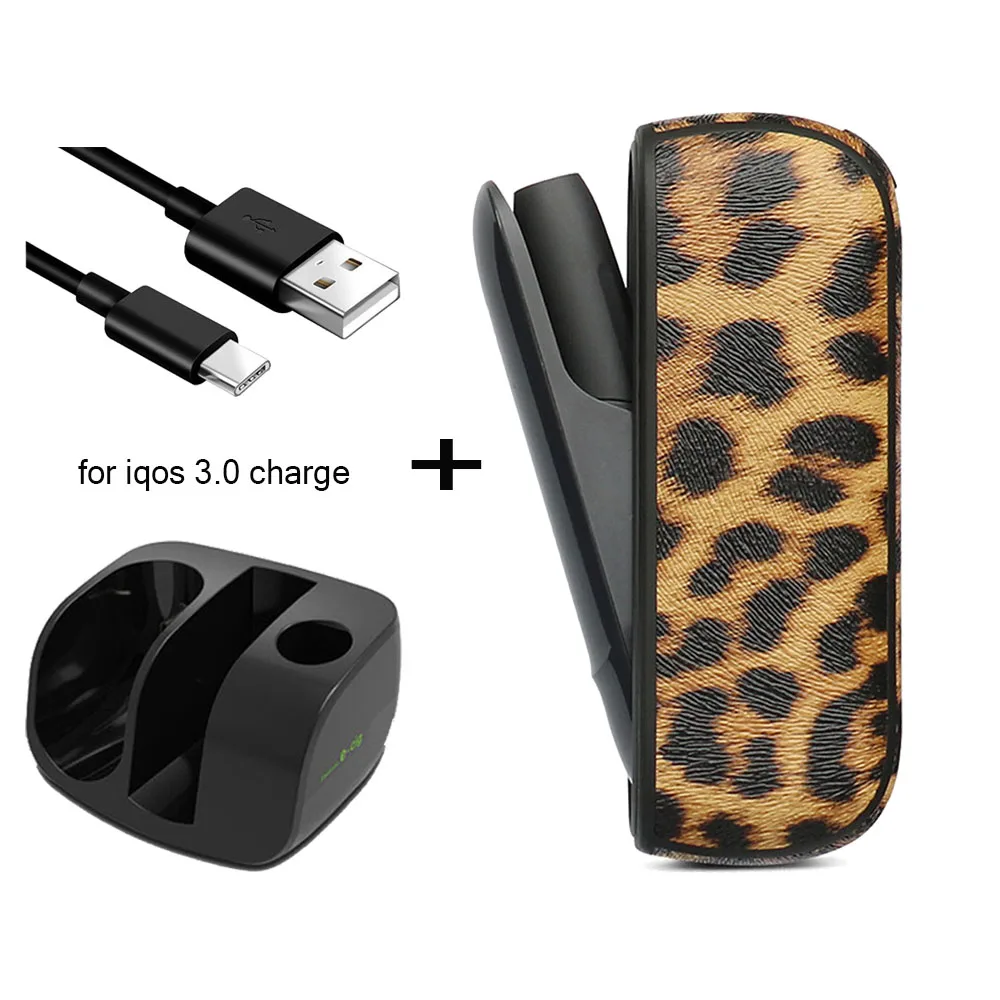 yellowC30 JINXINGCHENG тушь для ресниц в леопардовой упаковке для iqos 3,0 чехол Зарядное устройство для iqos 3 Зарядный кожаный чехол защитный чехол - Цвет: yellowC30