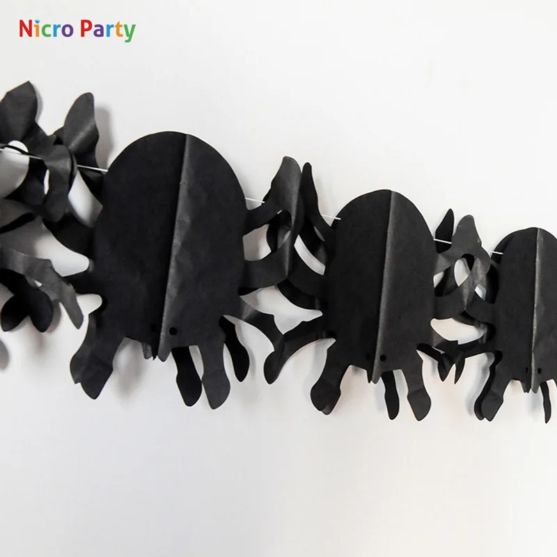 Nicro, новинка, украшение на Хэллоуин, Черная бумажная гирлянда с пауком, сделай сам, для дома, вечерние украшения, Новинка# PG54