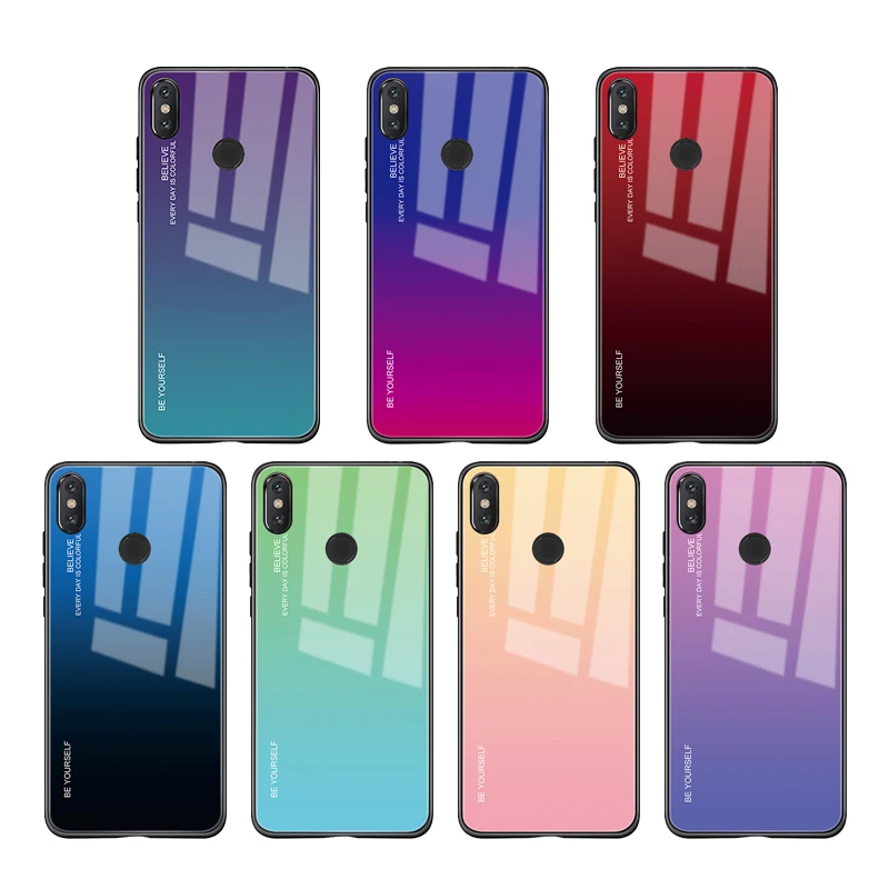 

Tempered Glass Case For Xiaomi Mi 9 8 A2 Lite Mi8 Mi9 SE Gradient Phone Cover For Xiaomi Redmi 6A Note 7 6 Pro