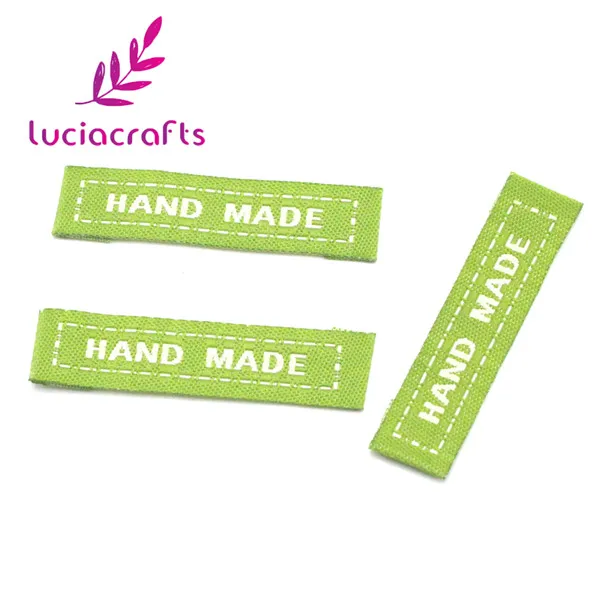 Green 50pcs Lucia crafts 50 шт./лот 1*4,5 см этикетки для одежды ручной работы Тканые этикетки для одежды стирающиеся этикетки для одежды этикетки L0801 - Цвет: Green 50pcs