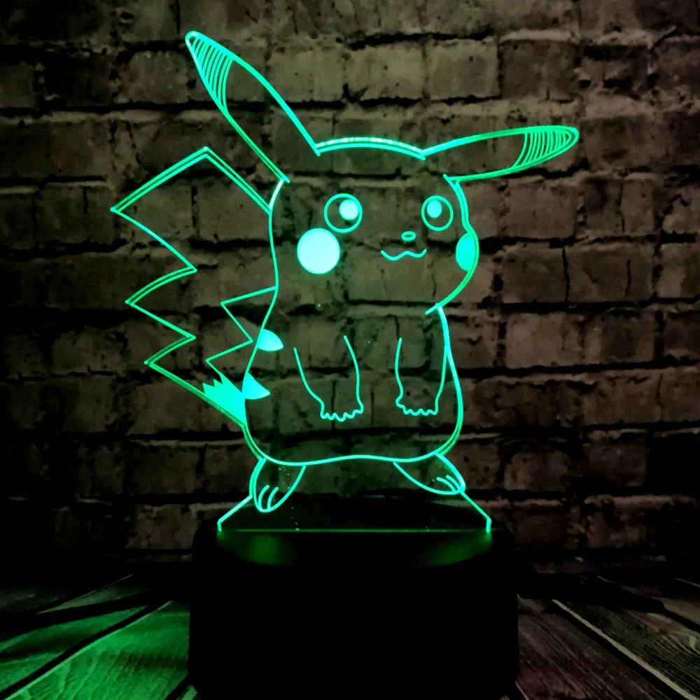 Горячая Распродажа, японский мультяшный рисунок, 3D светодиодный USB светильник, игра Pokemon Go, каваи, Пикачу, гром, животное, цветной градиентный ночной Светильник