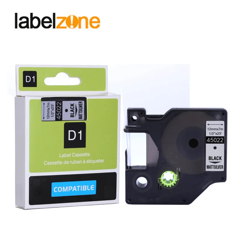 

12mm 45022 black on silver compatible dymo D1 12mm label printer 45022 laminated label tapes for LabelManager 160 280 printer