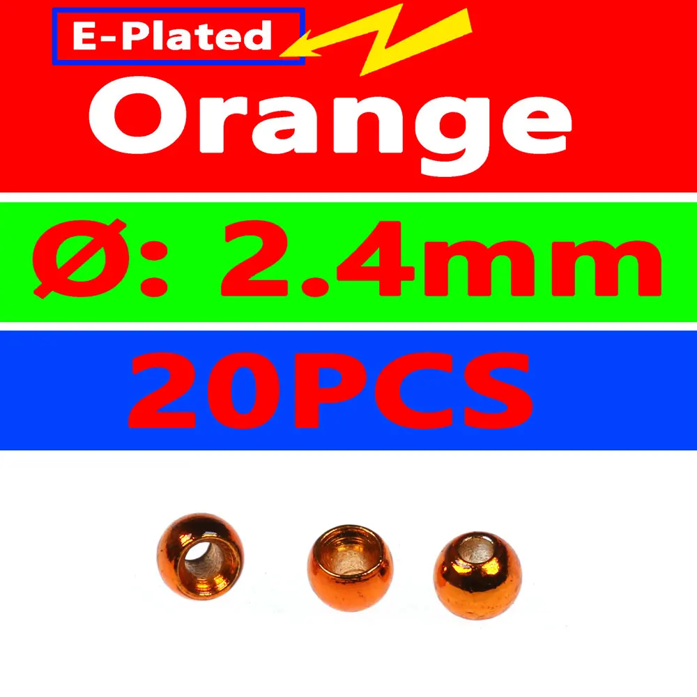 orange Bimoo 20 шт./пакет 3/32 2,4 мм мушек латунные бусины роспись мушек Brassie бусины Медь beadhead розовый оранжевый цвет радуги зеленый - Цвет: orange