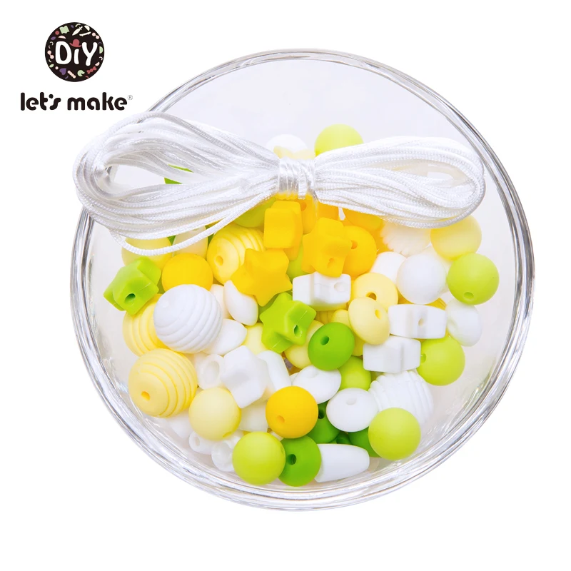 Silicone Beads 100pcs Screw Thread Carved Shaped Silicone Teether Beads Mini Star DIY Nursing Jewelry Accessories Beads Set