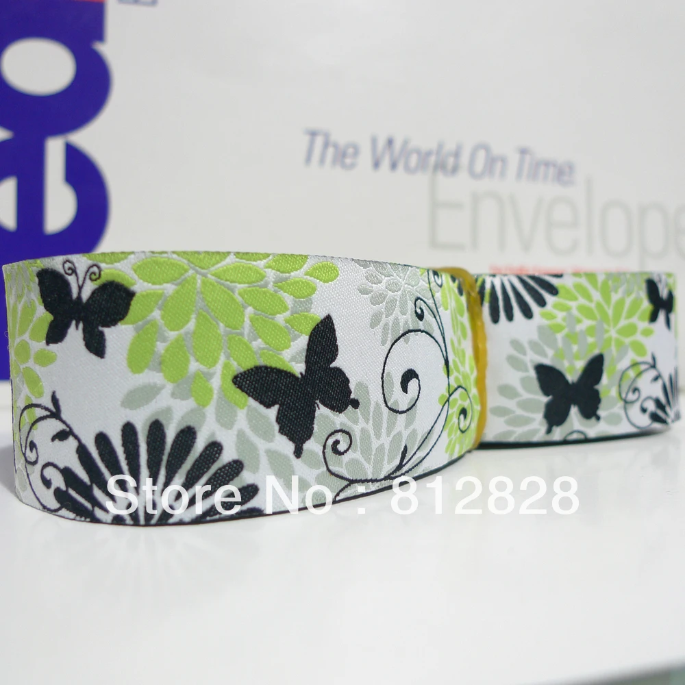 Жаккардовая лента с бабочкой 1 1/2 дюйма 38 мм|ribbon wide|flower ribbonribbon 38mm |