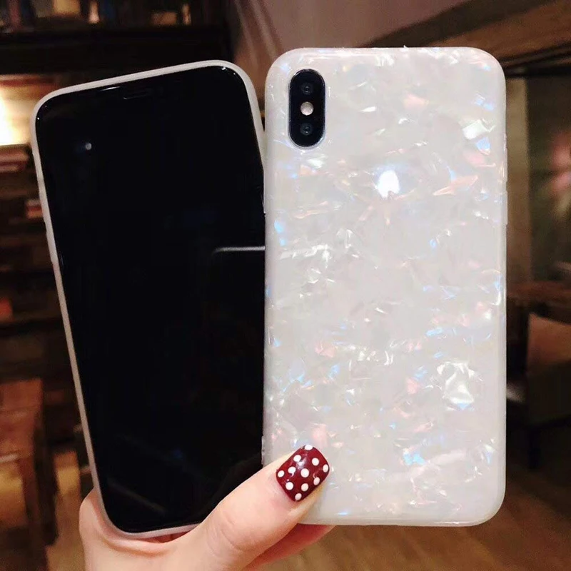 

Luxury Glitter Case For iPhone X Ultra Slim Pearly Shell Soft TPU Bumper Drop Protection Cases Cover For Apple iPhoneX Capinhas