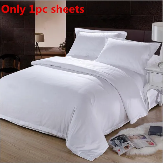 Only 1pc sheets Высокое качество гостиничная кровать из четырех единиц комплекты из чистого хлопка сатин дрель чистый белый(листы+ пододеяльник+ 2 шт. Подушка Чехол - Цвет: Only 1pc sheets