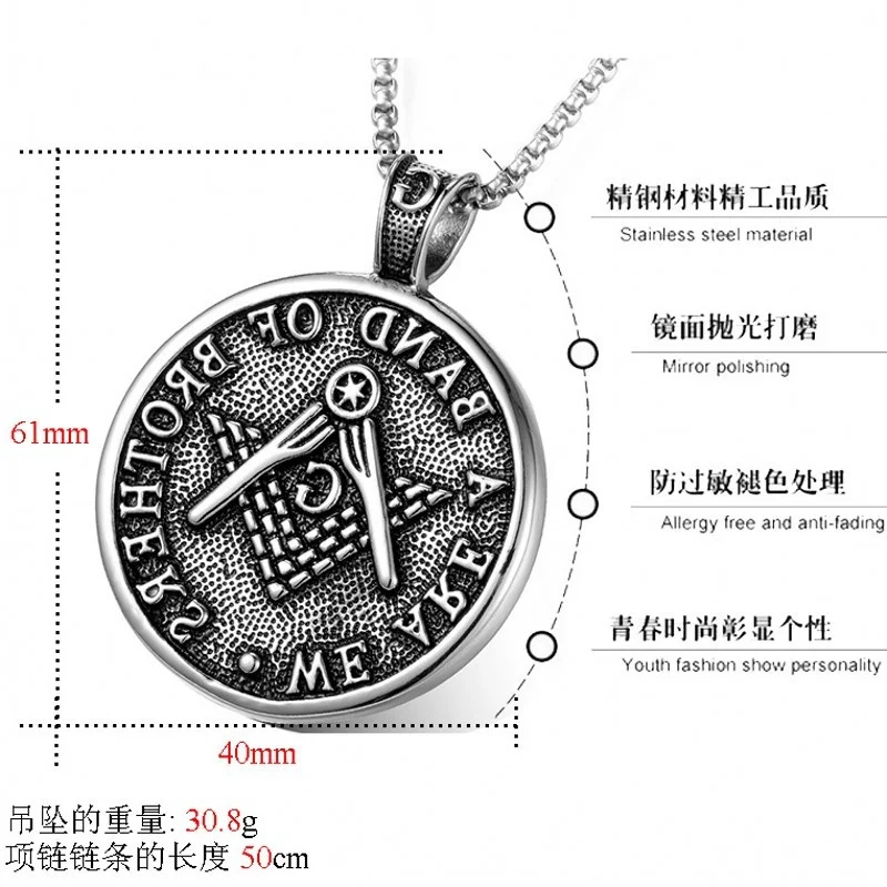 Fashion jewelry Europe and America Man&ampwoman Stainless Steel masonic Pendant Necklace Gift#199 | Украшения и аксессуары