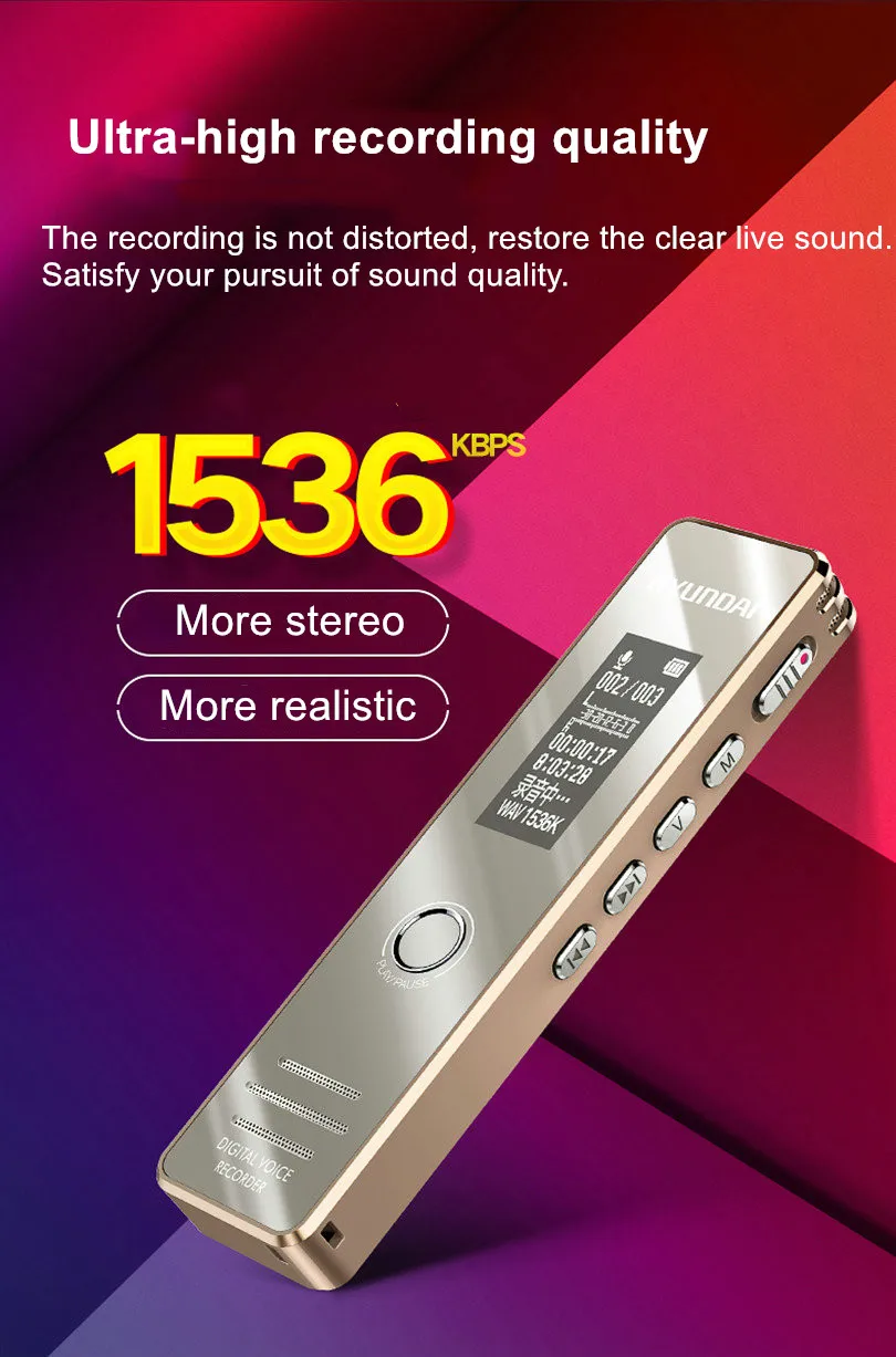 K607 Цифровой диктофон, мини диктофон, Дальняя аудиозапись, MP3 плеер, профессиональный 1536 кбит/с, WAV запись