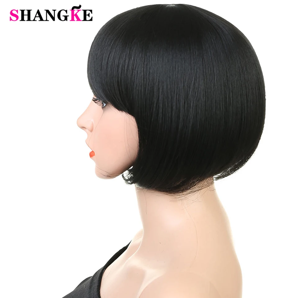 SHANGKE волос Синтетический черный коричневый парик из коротких прямых Боб парики