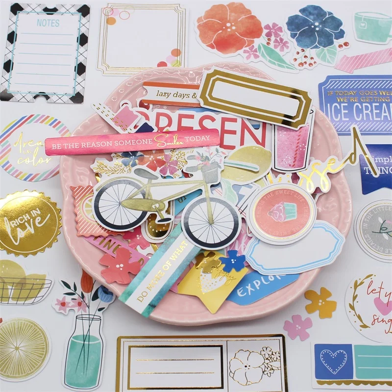 

KSCRAFT 52pcs Simple Things Paper Stickers for Scrapbooking Happy Planner/ DIY Crafts/ Card Making Decoration
